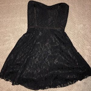 Black lace dress with sweetheart neckline